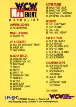 1995 Cardz WCW Main Event #100 Checklist Back