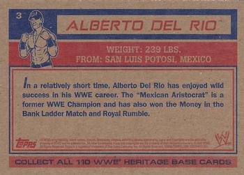 2012 Topps Heritage WWE #3 Alberto Del Rio Back