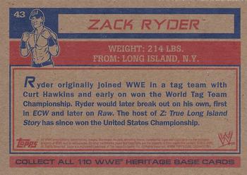 2012 Topps Heritage WWE #43 Zack Ryder Back