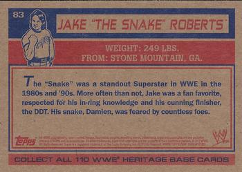 2012 Topps Heritage WWE #83 Jake The Snake Roberts Back