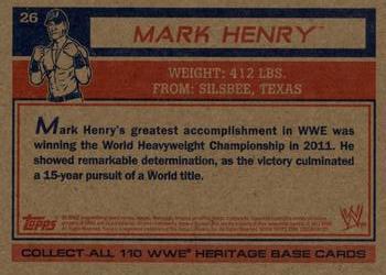 2012 Topps Heritage WWE - Black #26 Mark Henry Back