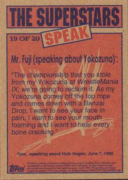 2012 Topps Heritage WWE - The Superstars Speak #19 Mr. Fuji (speaking about Yokozuna) Back