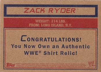 2012 Topps Heritage WWE - Swatch Relics #NNO Zack Ryder Back