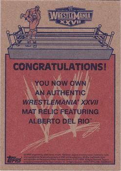 2012 Topps Heritage WWE - WrestleMania XXVII Mat Relics #NNO Alberto Del Rio Back