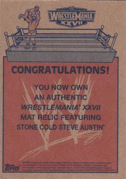 2012 Topps Heritage WWE - WrestleMania XXVII Mat Relics #NNO Stone Cold Steve Austin Back