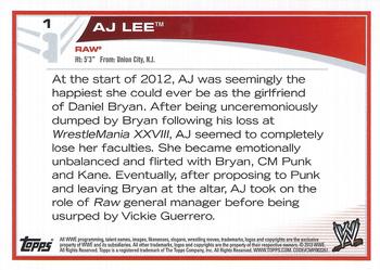 2013 Topps WWE #1 AJ Lee Back