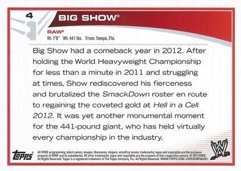 2013 Topps WWE #4 Big Show Back