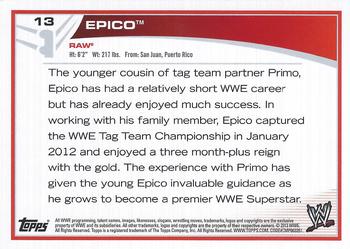 2013 Topps WWE #13 Epico Back