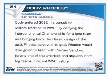 2013 Topps WWE #51 Cody Rhodes Back