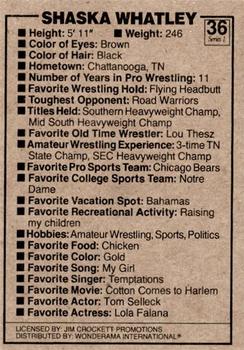 1988 Wonderama NWA #36 Shaska Whatley Back