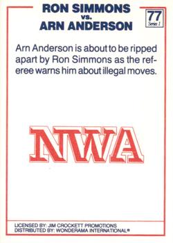1988 Wonderama NWA #77 Ron Simmons / Arn Anderson Back