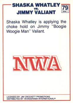 1988 Wonderama NWA #79 Shaska Whatley vs. Jimmy Valiant Back