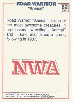 1988 Wonderama NWA #82 Road Warrior Animal Back