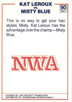 1988 Wonderama NWA #90 Kat Leroux vs. Misty Blue Back