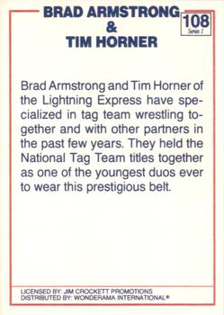 1988 Wonderama NWA #108 Brad Armstrong / Tim Horner Back