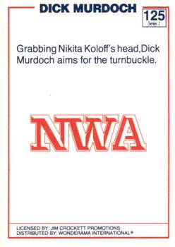1988 Wonderama NWA #125 Dick Murdoch Back