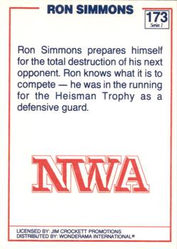 1988 Wonderama NWA #173 Ron Simmons Back
