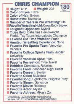 1988 Wonderama NWA #180 Chris Champion Back