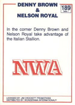 1988 Wonderama NWA #189 Denny Brown / Nelson Royal Back
