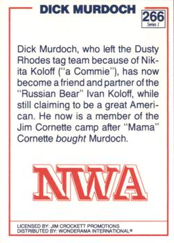 1988 Wonderama NWA #266 Dick Murdoch Back