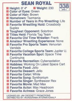 1988 Wonderama NWA #338 Sean Royal Back