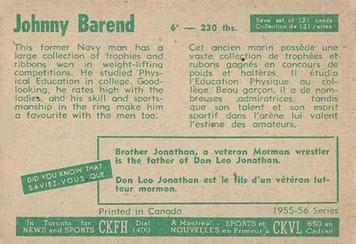 1955-56 Parkhurst #2 Johnny Barend Back