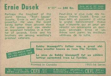 1955-56 Parkhurst #14 Ernie Dusek Back