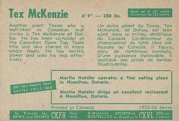 1955-56 Parkhurst #41 Tex McKenzie Back