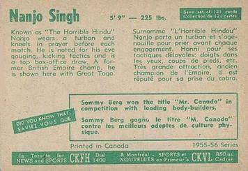 1955-56 Parkhurst #48 Nanjo Singh Back