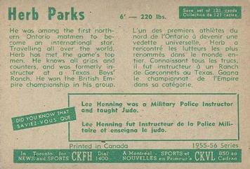 1955-56 Parkhurst #55 Herb Parks Back