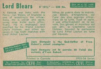 1955-56 Parkhurst #65 Lord Blears Back