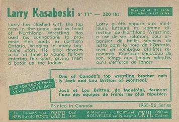 1955-56 Parkhurst #73 Larry Kasaboski Back