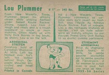1955-56 Parkhurst #88 Lou Plummer Back