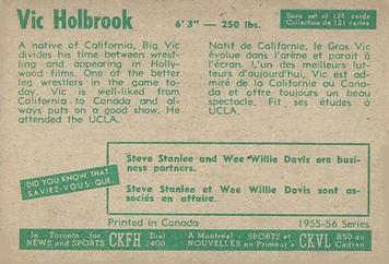 1955-56 Parkhurst #103 Vic Holbrook Back