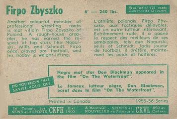 1955-56 Parkhurst #105 Firpo Zbyszko Back