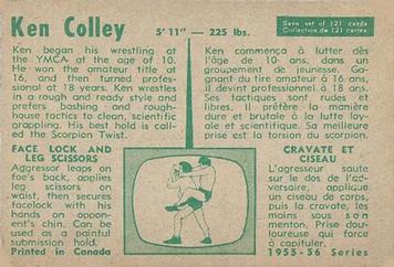 1955-56 Parkhurst #116 Ken Colley Back