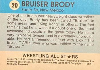 1982 Wrestling All Stars Series A #20 Bruiser Brody Back