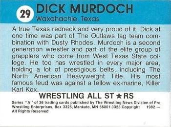 1982 Wrestling All Stars Series A #29 Dick Murdoch Back