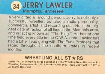 1982 Wrestling All Stars Series A #34 Jerry Lawler Back
