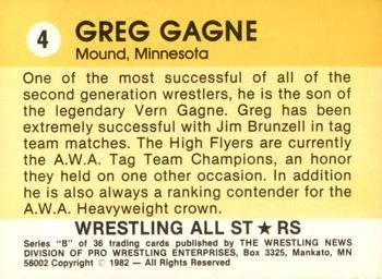 1982 Wrestling All Stars Series B #4 Greg Gagne Back