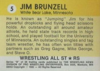 1982 Wrestling All Stars Series B #5 Jim Brunzell Back