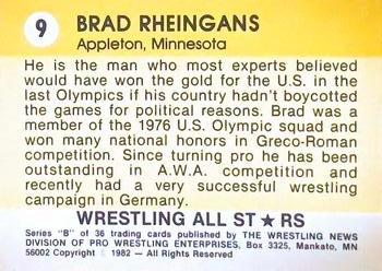 1982 Wrestling All Stars Series B #9 Brad Rheingans Back