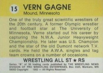 1982 Wrestling All Stars Series B #15 Verne Gagne Back