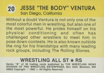 1982 Wrestling All Stars Series B #20 Jesse Ventura Back
