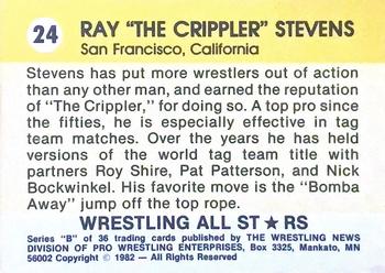 1982 Wrestling All Stars Series B #24 Ray Stevens Back