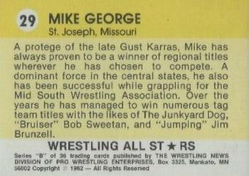 1982 Wrestling All Stars Series B #29 Mike George Back