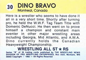1982 Wrestling All Stars Series B #30 Dino Bravo Back