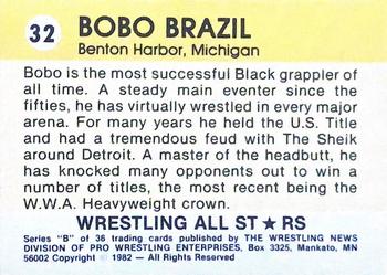 1982 Wrestling All Stars Series B #32 Bobo Brazil Back