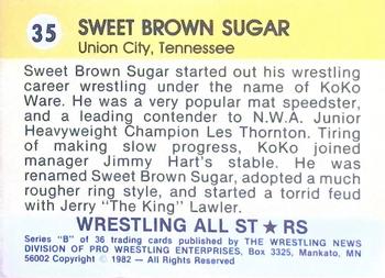 1982 Wrestling All Stars Series B #35 Sweet Brown Sugar Back