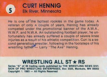 1983 Wrestling All Stars Series A #5 Curt Hennig Back